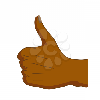 Cartoon black hand in thumbs-up gesture isolated on white