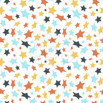 Colored flat stars on white background seamless pattern