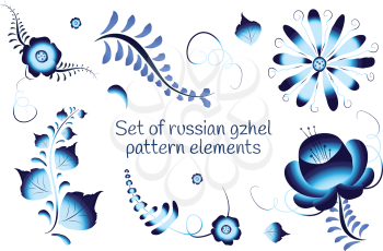 Set of different russian gzhel pattern elements