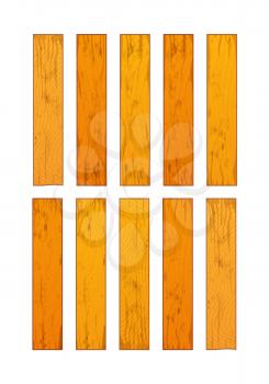 Set of ten realistic different wooden boards isolated on white