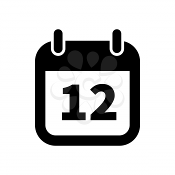 Simple black calendar icon with 12 date on white