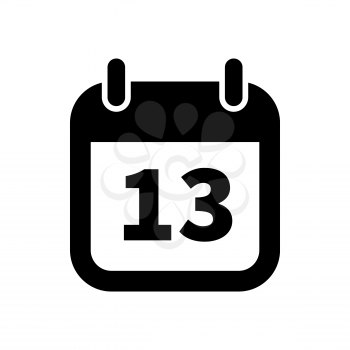 Simple black calendar icon with 13 date on white