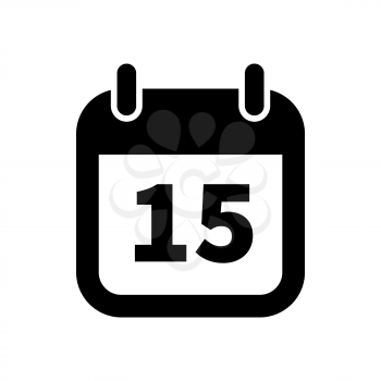 Simple black calendar icon with 15 date on white