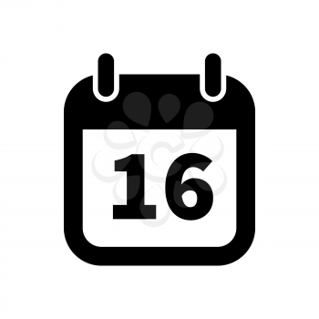 Simple black calendar icon with 16 date on white