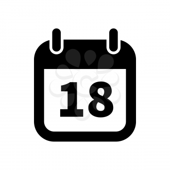 Simple black calendar icon with 18 date on white