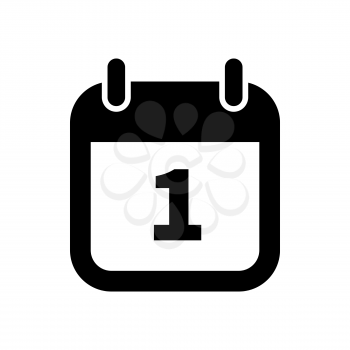 Simple black calendar icon with 1 date on white
