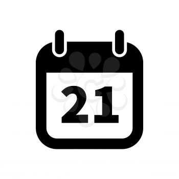 Simple black calendar icon with 21 date on white