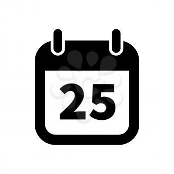 Simple black calendar icon with 25 date on white