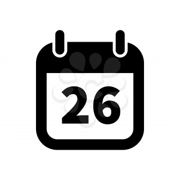 Simple black calendar icon with 26 date on white