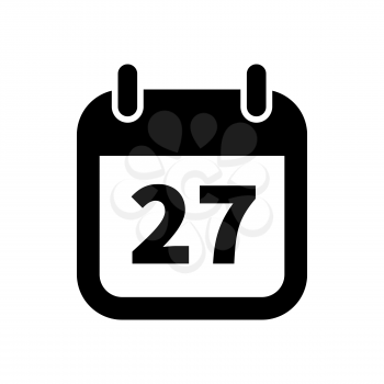 Simple black calendar icon with 27 date on white