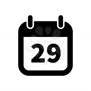 Simple black calendar icon with 29 date on white