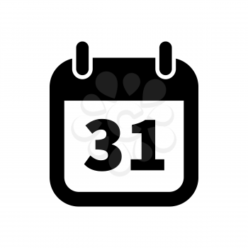 Simple black calendar icon with 31 date on white