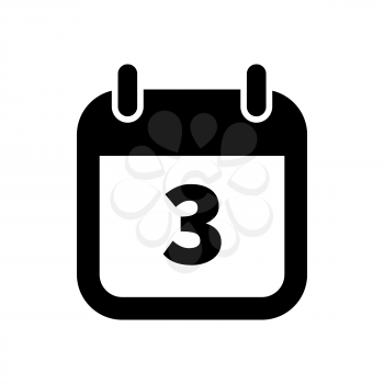 Simple black calendar icon with 3 date on white