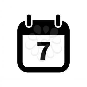 Simple black calendar icon with 7 date on white