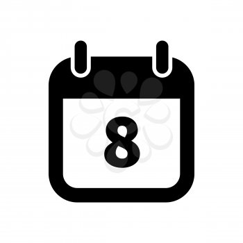 Simple black calendar icon with 8 date on white