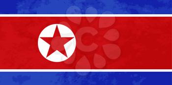 True proportions North Korea flag with grunge texture