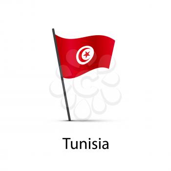Tunisia flag on pole, infographic element isolated on white