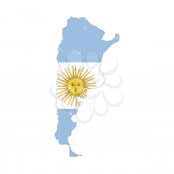 Argentina country silhouette with flag on background on white