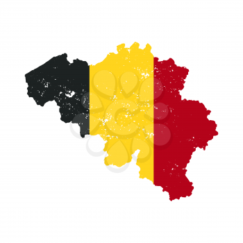 Belgium country silhouette with flag on background on white