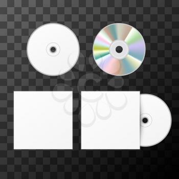 Blank white compact disk from two sides and cover mockup template on transparent background