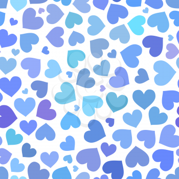 Blue heart on a white background seamless pattern on Valentine Day