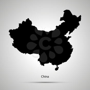 China country map, simple black silhouette