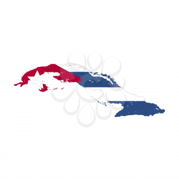 Cuba country silhouette with flag on background on white.eps