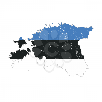 Estonia country silhouette with flag on background on white