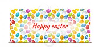Happy Easter bright banner with colourful eggs on white
