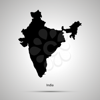 India country map, simple black silhouette