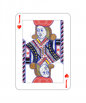 Jack of hearts playing card with on white