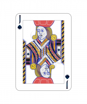 Jack of spades playing card with on white