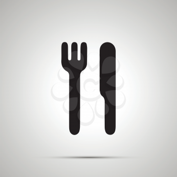 Knife and fork simple black icon with shadow