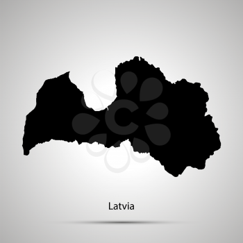 Latvia country map, simple black silhouette