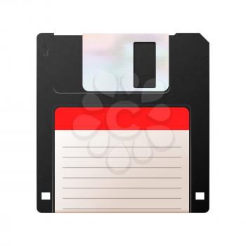 Realistic floppy-disk, retro object on white
