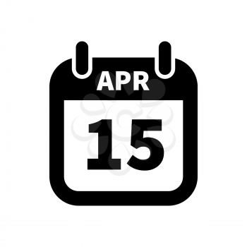 Simple black calendar icon with 15 april date on white