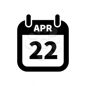Simple black calendar icon with 22 april date on white