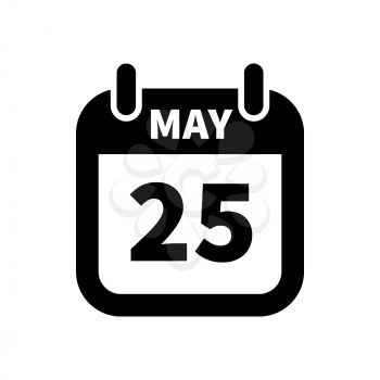 Simple black calendar icon with 25 may date on white