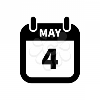 Simple black calendar icon with 4 may date on white