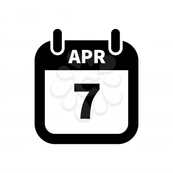 Simple black calendar icon with 7 april date on white