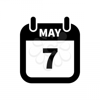 Simple black calendar icon with 7 may date on white