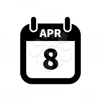Simple black calendar icon with 8 april date on white