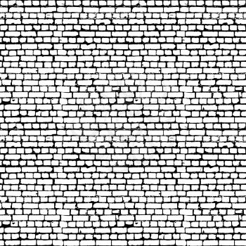 Black and white worn out brick wall seamless pattern