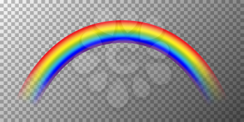 Brighte cute rainbow on wide transparent background