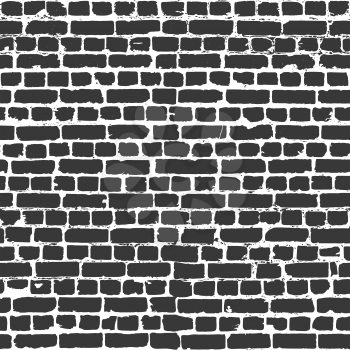 Dark gray bricks in worn out brick wall seamless pattern
