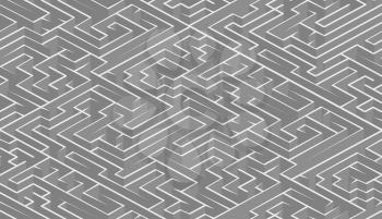 Gray complicated maze in isometric view