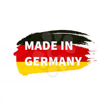 Grunge brush stroke with Germany national flag, made in Germany sticker isolated on white