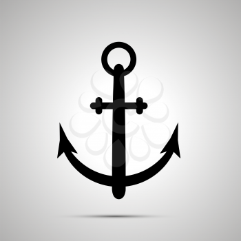 Marine boat anchor simple black icon with shadow