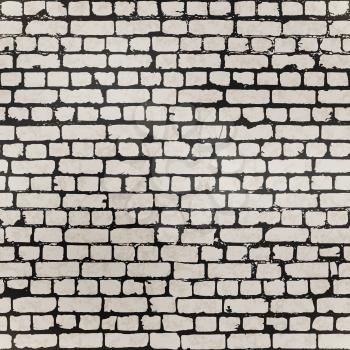 Realistic gray grunge bricks in worn out brick wall seamless pattern