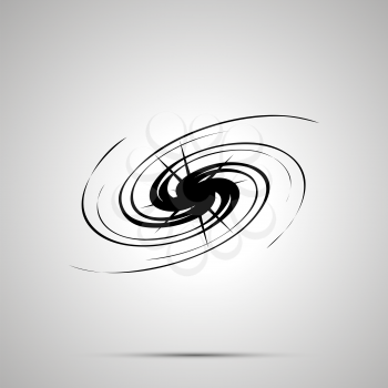 Spiral galactic, simple black icon with shadow
